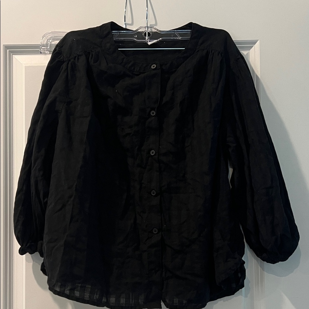 Old Navy Black Button-Up Blouse